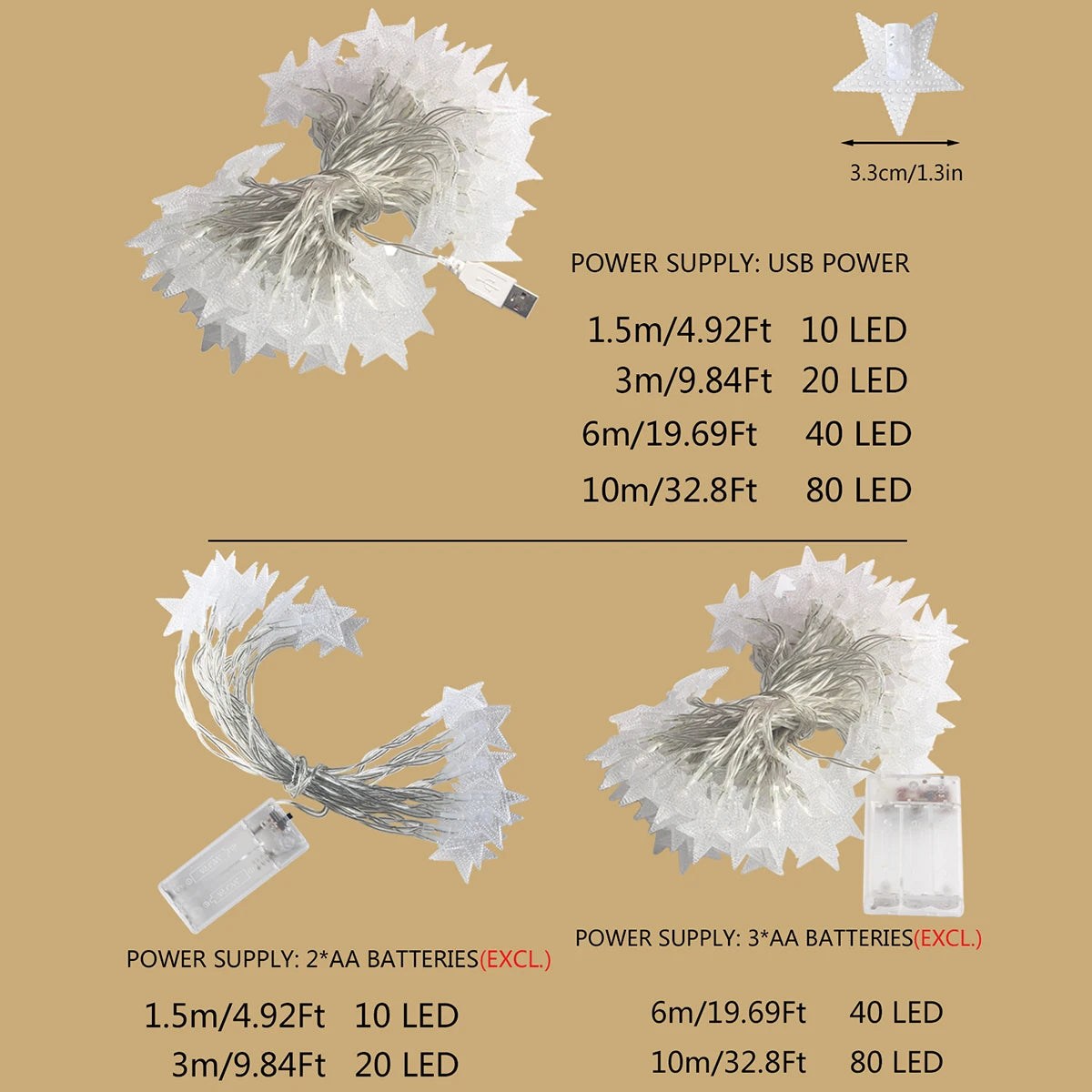 Stella – Guirnalda de luces led con estrellas